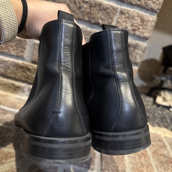 BOSS Derrk Chelsea Boot Mens Size 10.5 Black Leather Italy Ankle Dress Pull On - Picture 4 of 16